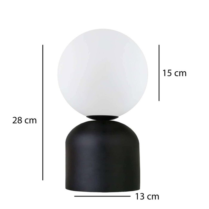 Opviq Lámpara de mesa negra con tapa de cristal